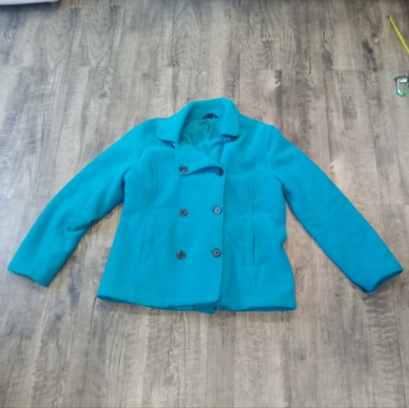 Lands' End Jackets & Blazers - Women's Teal Double-Breasted Jacket